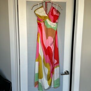 Crosby - multi color halter maxi dress - size small